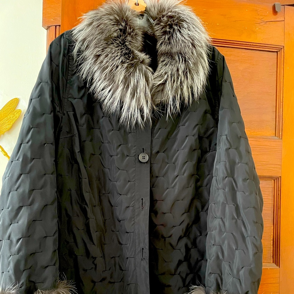 Violare New York reversible lightweight fur trimmed and reversible jacket